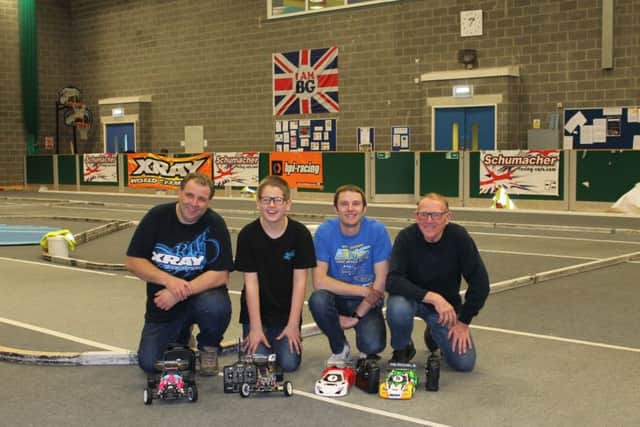 Louth Radio Control Car Club members Rick Howells, Harvey Greenfields and Matthew Cook, pictured with Bob Harley who came down from Coalville in Leicester to race.