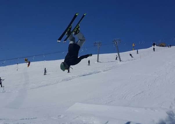 Dan in daredevil action at a Snowsport England training camp in Laax, Switzerland EMN-171024-104414002