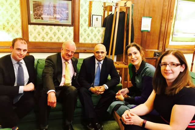 Sleaford and North Hykeham MP Dr Caroline Johnson with, from left - Matt Warman, Sir Edward Leigh, Sajid Javid and Victoria Atkins. EMN-171017-142505001