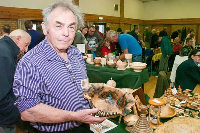 John Ingamells with one of his creations at the Lincolnshire Association of Wood Turners' annual open day.