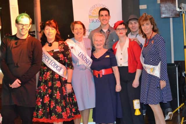 Lindsey Lodge Hospice Chief Executive Karen Griffiths (right) is pictured with event organiser Sue Sumner (fourth left) are pictured with Hospice staff and helpers at the event EMN-171025-174546001