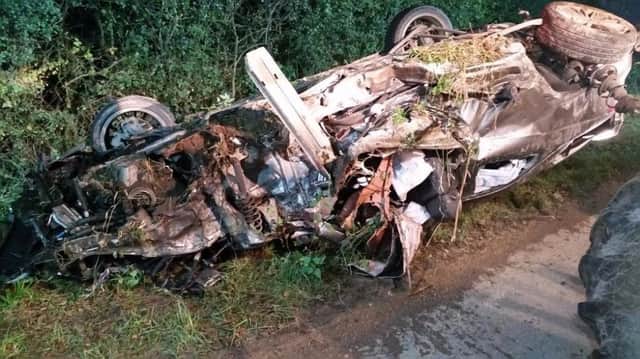 The aftermath of the collision in Tetney. (Image supplied by Humberside Fire & Rescue).