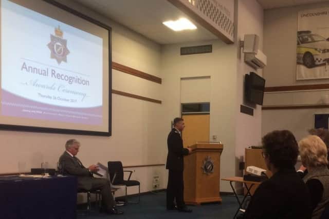 Lincolnshire Police Chief Constable Bill Skelly speaks to those attending the annual awards ceremony. Photo: Twitter/@LincsPolice (further photos set to be released later today)