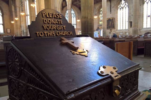 The ornate and historic collection box which The Stump say was stolen. Photo: Twitter/@stumpboston