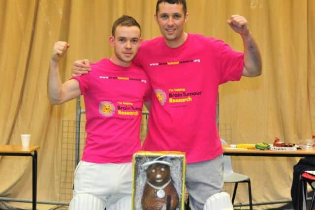 Richard Wells and Dave Newman after their world record 48-hour cricket nets session EMN-170611-175100002