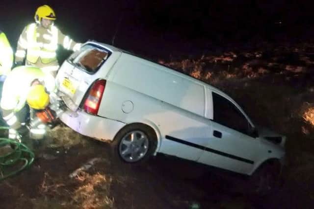 The vehicle rammed police before crashing off the road and into a farmer's field