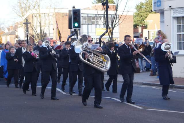 The town band leading this year's Remembrance parade EMN-171113-062131001