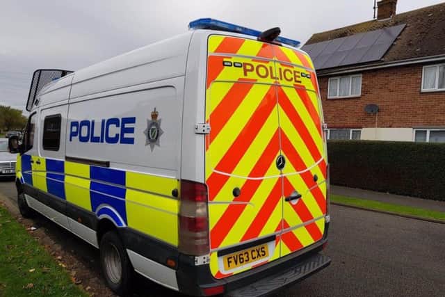 Police carrying out drug busts in Skegness yesterday. Photo: Lincolnshire Police