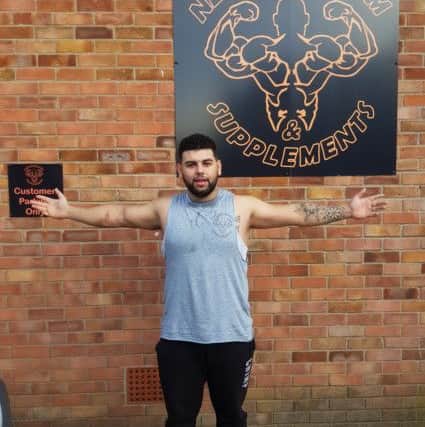 Rhys outside the New Image gym where he has been training for his fight.