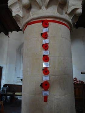 A Remembrance poppy display created by the craft class that meets at St Peter and St Paul Church in Ingoldmells. ANL-171011-123544001