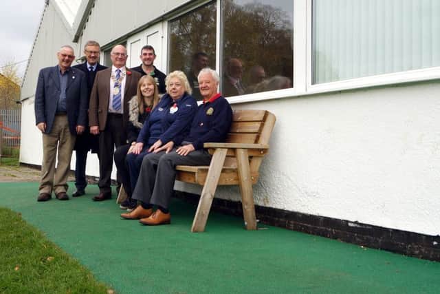 Stewards Kerri and Tim Paul with Rotarians and Tesco Community Champion Jenny Stimson on the new surface EMN-171120-150518001