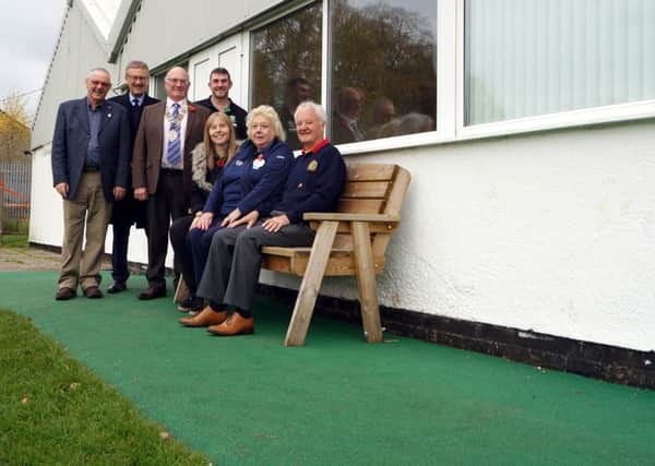 Stewards Kerri and Tim Paul with Rotarians and Tesco Community Champion Jenny Stimson on the new surface EMN-171120-150518001