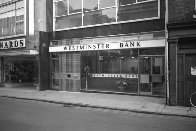Westminter Bank, opening in Strait Bargate 50 years ago.