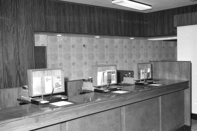 The interior of the new Westminster Bank Ltd in Boston in 1967.