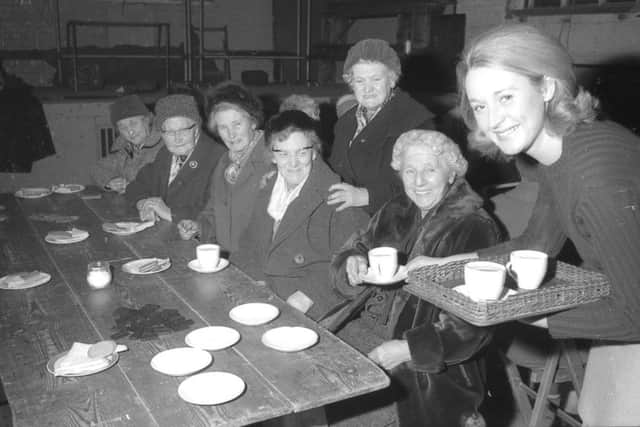 TV actress Pamela Buchner serving tea at a Forget-Me-Not Club party, in Boston, in 1967.