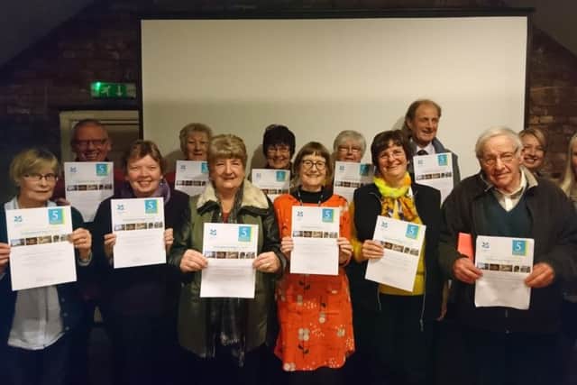 Jinny Wilson, Ian Pike, Alison Pike, Jenny Topley, Brenda Webb, Jean Bradshaw, Sarah Vokes, Beth Phipps, Jenny Humphrey, Michael Halls, Stanley Pringle, Sara Blair-Manning (Gunbys General Manager) and Jayne Bahlaj EMN-171124-133057001