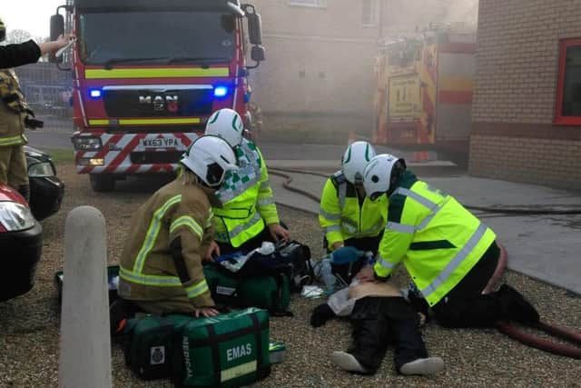 The simulation of a house fire, and the aftermath, at Louth's combined station.