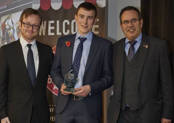James Taylor (centre), Young Butcher of the Year 2017. EMN-171124-103539001