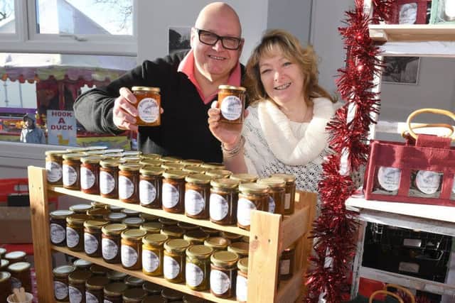 Christmas Market at Digby Memorial Hall. Alan and Alyson Baker-Barks with homemade jams chutneys and marmalades. EMN-171127-121513001
