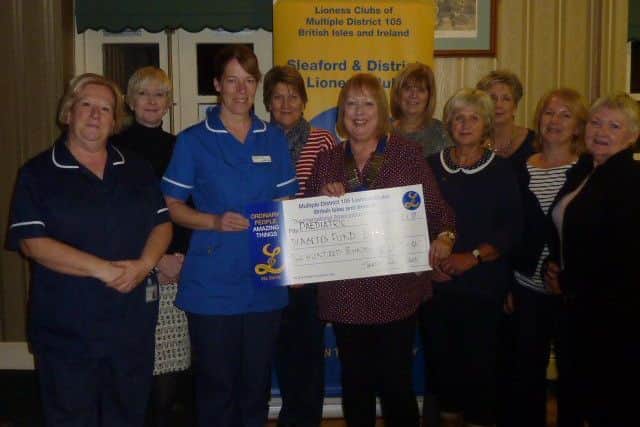 Sleaford andp; District Lioness Club welcome Claire Cutts, a Childrens Diabetes Nurse from Lincoln County Hospital and her manager, HelenWarhurst for their cheque presentation. EMN-171123-162000001