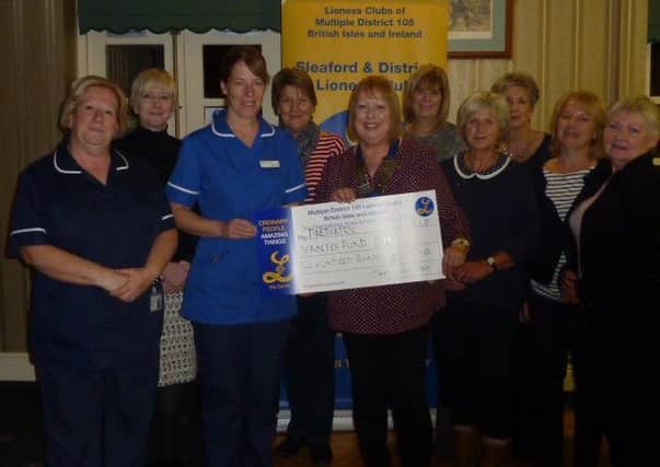Sleaford andp; District Lioness Club welcome Claire Cutts, a Childrens Diabetes Nurse from Lincoln County Hospital and her manager, Helen
Warhurst for their cheque presentation. EMN-171123-162000001