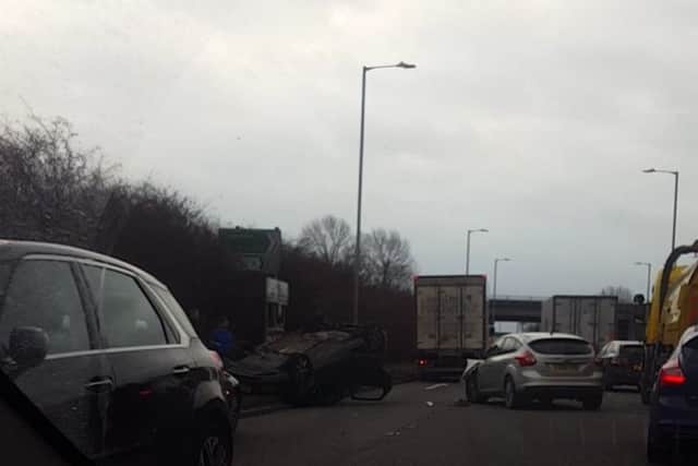 The crash scene on the A153. Photo courtesy of Blake Whiting of Sleaford. EMN-171122-172550001