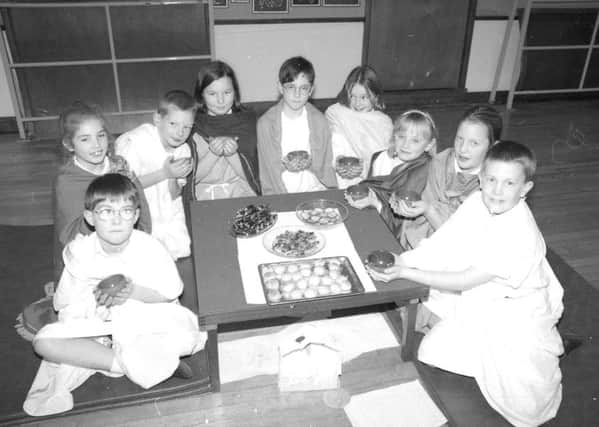 Schoolchildren in Wyberton in 1997 during a day of learning dedicated to The Romans.